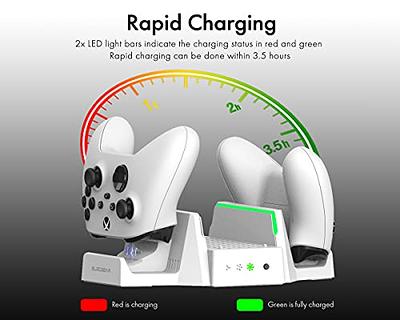  Charging Stand for Xbox Series S Console,Powerful Cooling Fan  Dual Wireless Controller Charger Station Dock with 2 x 1400mAh Rechargeable  Batteries Packs,Headset Holder for Xbox Series S,White : Video Games