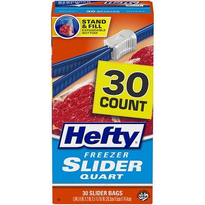 Hefty Freezer Quart Slider Bags, 15 count