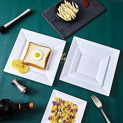 60PCS White Plastic Plates - Heavy Duty White Disposable Plates for  Party/Wedding - Include 30PCS 10.25inch White Dinner Plates and 30PCS  7.5inch White Dessert/Salad Plates