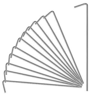 FEED GARDEN 16 Inch 8 Pack Rebar Stakes Heavy Duty J Hook, Galvanized  Ground Stakes Tent Stakes Steel Ground Anchors, Chain Link Fence Stakes,  Trampoline Stakes, Silver : : Garden