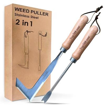 TopMEone Weed Puller Tool - Pack of 2 Gardening Hand Tools, Crevice Knife  with L-Shaped Blade