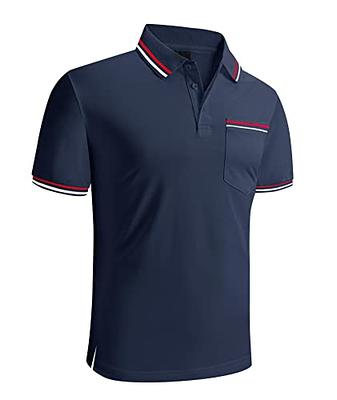 MIER Men Polo Shirts Ultra-Soft Cotton Golf Collared Shirts, Navy / M