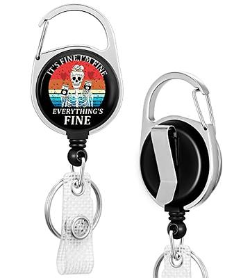 ELV Retractable ID Badge Holder, Heavy Duty Metal Body and Dyneema Cord,  Carabiner Key Chain Metal Keychain with Belt Clip and 31 inch Wire  Extension, Hold Up to 15 Keys and Tools