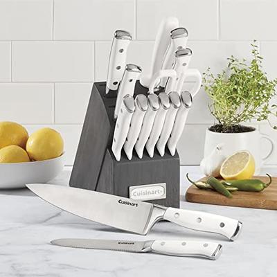 KitchenAid Gourmet Forged Stainless Steel Knife Block Set with Built-in  Knife Sharpener, High-Carbon Japanese Stainless Steel Kitchen Knives, Sharp