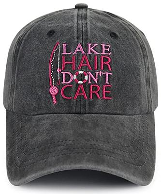 Lake Life Sun Hats for Women, Funny Summer Pool Beach Fishing Boat  Accessories, Embroidered Lake Hair Don't Care Baseball Cap, Cruise Vacation  Travel Essentials Birthday Gift for Mom Wife Grandma Girl 