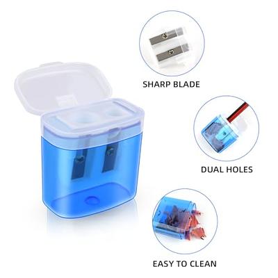 Pencil Sharpeners Dual Holes Pencil Sharpener Manual with Lid Colorful Pencil Sharpeners for Kids Adults Pencil Sharpener for School Office Home 4