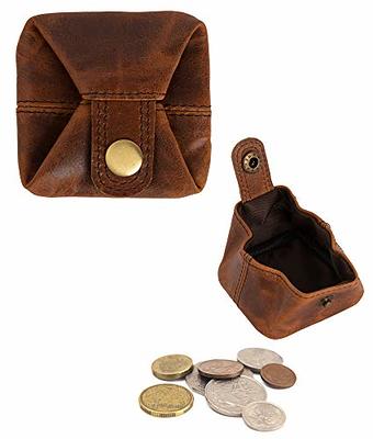  imeetu Leather Coin Purse Wallet, Mini Dual Keyrings