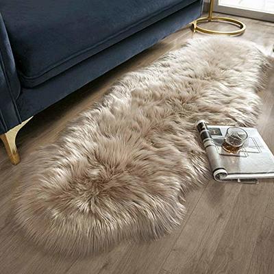 Soft Fluffy Faux Fur Rug - Washable Shaggy Fur Rugs, Small Round Carpets  for Living Room, Bedroom Floor Cushion Mats