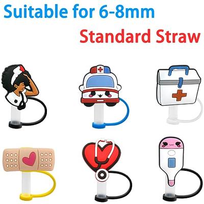 6Pcs Straw Covers, Silicone Straw Tip Covers, Straw Toppers for Tumblers,  Splash Proof Straw Tips, Reusable Drinking Dust Proof Straw Tip Covers for  6-8 mm Straws (Nurse Theme)