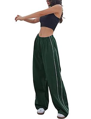 Lingjiazi Womens Parachute Pants Baggy Wide Leg Elastic Waist Y2k Track  Pants Sweatpants Streetwear(0230-ArmyGreen-L) - Yahoo Shopping