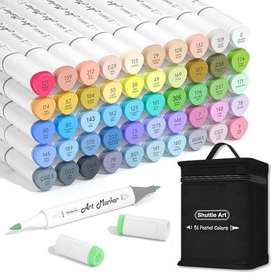 Shuttle Art Alcohol Markers - Dual Brush & Chisel Tip Set, 50