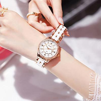  Ladies Watches for Small Wrist Watch for Women OLEVS Watch  Women Stainless Steel Rose Gold Watches for Women White Face Women's Wrist  Watch with Date Quartz Waterproof Watch Women Gift,reloj para