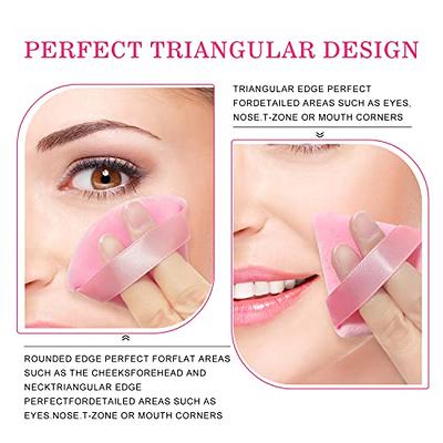 2 Pcs Triangle Makeup Powder Puff for Face Powder Soft Triangle Velour Powder  Puff Reusable Triangle Powder Pad Pressed Applicator for Under Eyes and  Face Corners Loose Setting Powder (Black & Pink) 