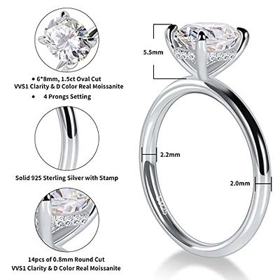 Solitaire Sterling Silver Ring Free Ring Size Adjusters