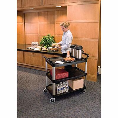  Rubbermaid Commercial Products Heavy Duty 3-Shelf Rolling  Service/Utility/Push Cart, 200 lbs. Capacity, Black, for  Foodservice/Restaurant/Cleaning/Workplace : Office Products