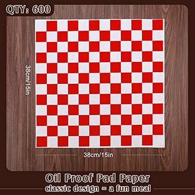 600 Pcs Sandwich Wrapping Paper Sheet 15x15 Checkered Food Wax