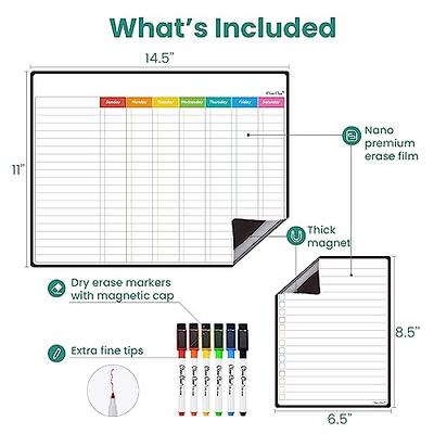  Magnetic Chore Chart for Refrigerator - 3pcs 11” x 14” Daily  Fridge Dry Erase Chore Chart Board Checklist Task Board with Chore  Whiteboard, 6 Color Markers for Kids Fridge Family Kitchen : Office Products