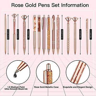 Vakuny 9 Pcs Rose Gold Ballpoint Pen Set with Pen Holder - Crystal Diamond  Pens Kit for Women - Black Ink Pens Gifts for Girls Wedding Office School