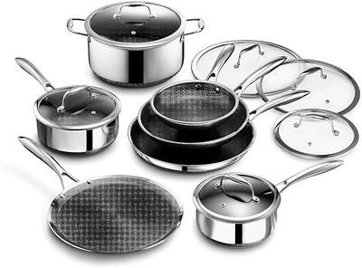 HexClad Hybrid 13 Piece Stainless Steel Cookware Set - 6 Piece