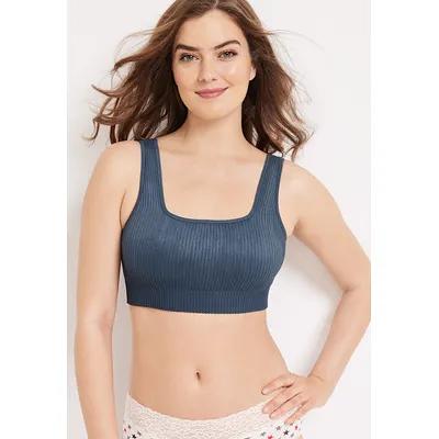 Ribbed Bralette Crop Top Blue