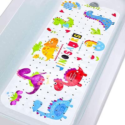 XIYUNTE Baby Bath Mat for Tub for Kids, 40 X 16 Inch Extra Long Kids  Bathtub Mat Non Slip, Cartoon Patterned Bath Tub Shower Mat Anti Slip with