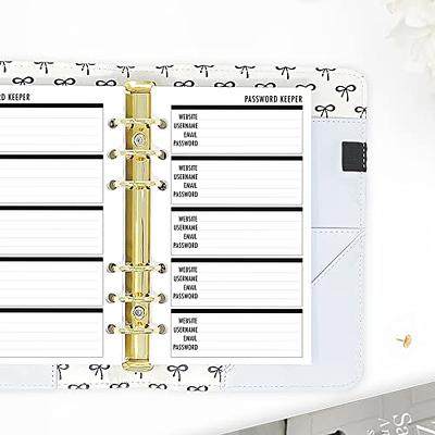 CityGirl Planners A5 Password Keeper Planner Insert Refill, Fits 6-Rings  Binders - Filofax, LV GM, Moterm, Choice of Quantity