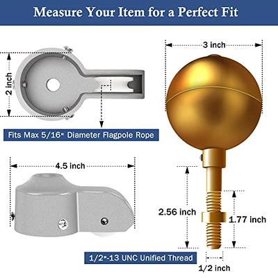 NQ Flagpole Hardware Repair Parts Kit-50 Feet Halyard Rope+3 Gold Ball + 6