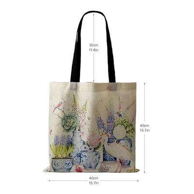 Haukea Canvas Tote Bag for Women Aesthetic Cute Flower Tote Bags