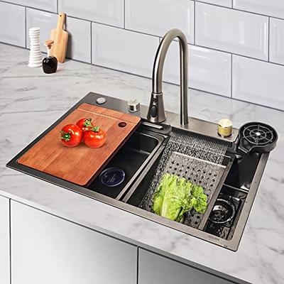 Pehohe Kitchen Sinks Waterfall Kitchen Sink Set 304 Stainless Steel Nano  Sink Home Sink Vegetable Basin with Pull-Out Faucet,Add Pressurized Sink  Glass Rinser - Yahoo Shopping