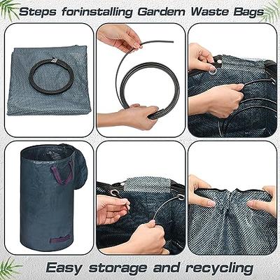 Pilntons 2 Pack 32 Gallons Reusable Yard Waste Bags with Zipper Lid Garden  Waste Bags with 4 Handles Outdoor Heavy Duty Gardening Lawn Leaf Bags Large