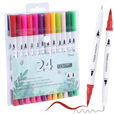 Tongfushop Brush Markers Set, 72 Colored Brush Tip Markers, Dual Tip  Markers with Fine and Brush Tip, Markers for Adults Kids Coloring Book  Halloween