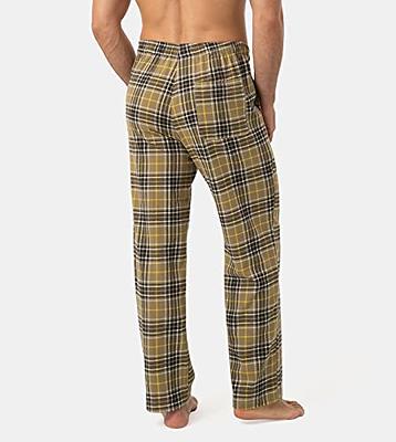 Men's Casual Cotton Pajama Long Pant, Elastic Waistband Plaid Sleepwear  Lounge Pants