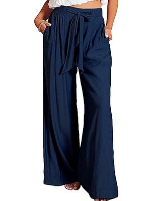 Dokotoo Linen Pants Women Summer Straight Wide Leg Solid Pants