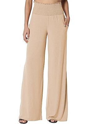 Women Wide Leg Pants Loose Comfy Cotton Linen Pants Casual High Waist  Palazzo Pant Lounge Baggy Trousers with Pocket Beige : : Clothing,  Shoes & Accessories