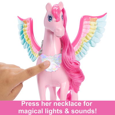 Barbie Dreamtopia Magical Lights Unicorn with Rainbow Mane, Lights &  Sounds, Princess Doll with Pink Hair and Food Accessory, Gift for 3 to 7  Year