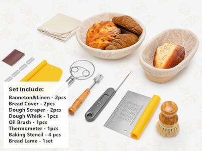 Sourdough Bread Baking Supplies CODOGOY 10 inch Oval & 9 inch Round  Banneton Bread Proofing Basket Set Include Food Thermometer - Yahoo Shopping