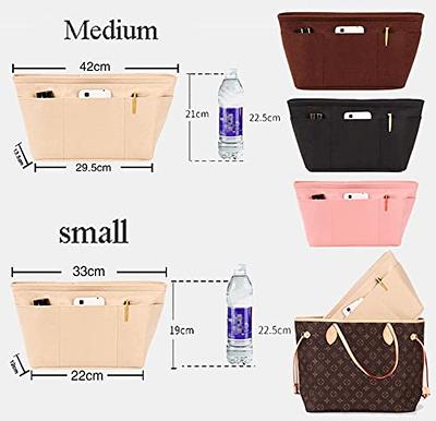 HyFanStr Purse Organizer Insert for Handbags,Tote Bag Organizer Insert  Zipper Bag for Women, Handbag Organizer Inside Liner with 15 Pockets, Beige  M