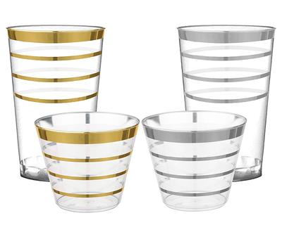 Smarty Had A Party 9 oz. Clear with Metallic Gold Rim Round Disposable Plastic Cups (240 Cups)