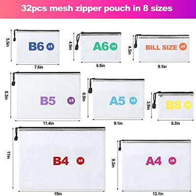 Smarpau Mesh Zipper Pouch, 24 Pack 8 Sizes 8 Colors Plastic Zipper Pouches  for Organizing, Multipurpose Waterproof Zipper Bags for Travel, Office,  School, Home Storage 