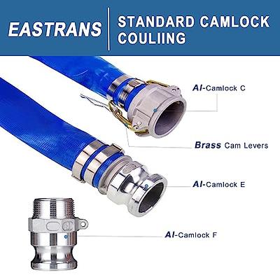 2 x 100' Heavy Duty Discharge Hose Blue PVC Backwash Hose for Swimming  Pools, Reinforced Pool Drain Hose with Aluminum Camlock C and E Fittings,  Cam Lock Fitting Type F included 