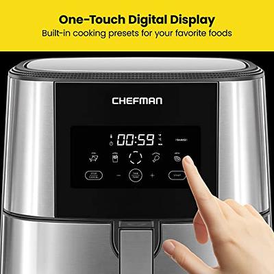 Chefman Digital Air Fryer, Large 5 Qt Family Size, One Touch Digital  Control Presets, French Fries, Chicken, Meat, Fish, Nonstick  Dishwasher-Safe