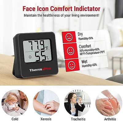 ThermoPro TP49 3 Pieces Digital Hygrometer Indoor Thermometer Humidity  Meter Mini Hygrometer Thermometer with Temperature and Humidity Monitor  Room