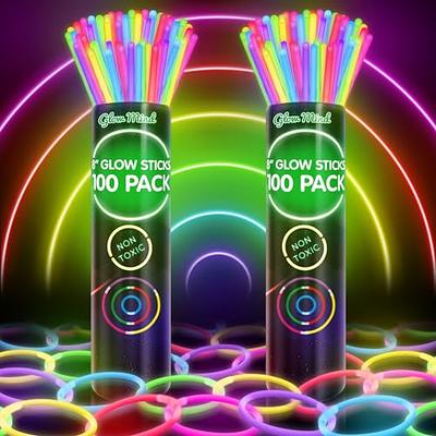 Party on Glow Sticks Bulk Party Supplies. 100 Pack. 8 inch Glow in The Dark Sticks, Light Up Party Favors. Neon Glow Bracelets and Glow Necklaces