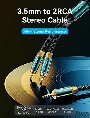 3.5mm to 6.35mm Stereo Audio Cable 4 Feet (2 Pack), 1/4 to 1/8 inch  Headphone Cable Jack, Hi-Fi Sound, Gold Plated Connectors, OFC Core, Black  Cable