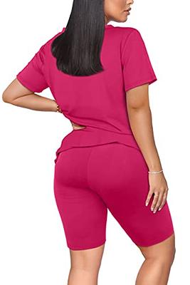  WIHOLL 2 Piece Outfits for Women Sexy Summer Short Sleeve  Active Wear Black S : Sports & Outdoors