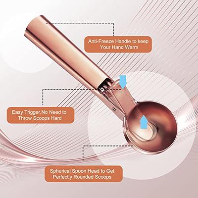 Ice Cream Scoop Stainless Steel Ice Cream Scooper with Trigger Metal Ice  Cream Scoops, Perfect for Frozen Yogurt, Gelatos, Sundaes (Gold)