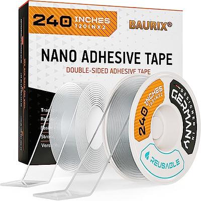 GreenFix Double Sided Tape Heavy Duty - Clear Adhesive Mounting Tape -  Washable Removable Rug Tape - Nano Transparent