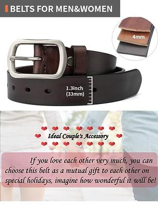 Womens Belts for Jeans 1.1 Width Ladies Belts for Dresses Full Grain  Leather Gold Buckle Belt Gift Box