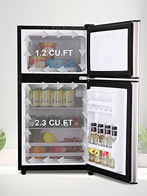 KRIB BLING Mini Fridge With Freezer,3.5 Cu. Ft Refrigerator With 2 Doors,7-  Level Adjustable Thermostat, Removable Glass Shelves For Bedroom, Office,  Kitchen, Apartment, Dorm, Silver - Yahoo Shopping