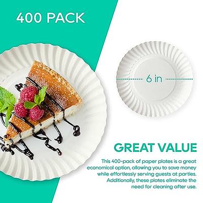 JOLLY PARTY 400 Pack 6 inch White Paper Plates Uncoated